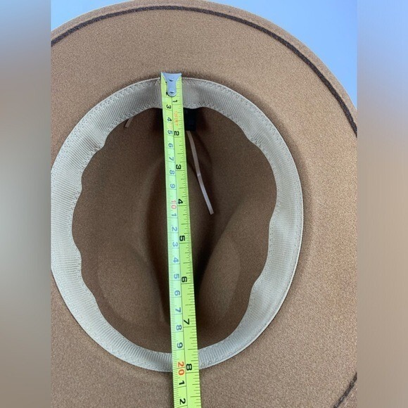 Fedora Hat Burned Sunflower Design Tan Wide-Brimmed Poly/Wool Blend‎ One Size - Picture 11 of 11